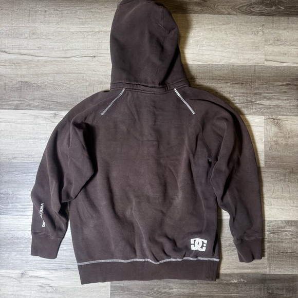 Y2K DC SHOES Heavy Zip Up Brown Jacket with Removable Hood Mens Medium - Picture 10 of 10
